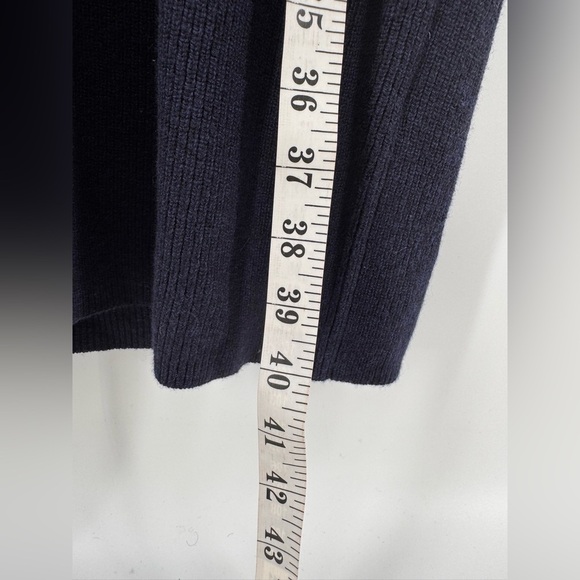 NWT Halogen V-Neck Knitted Sweater Navy Cotton Wool Dress - Picture 5 of 7
